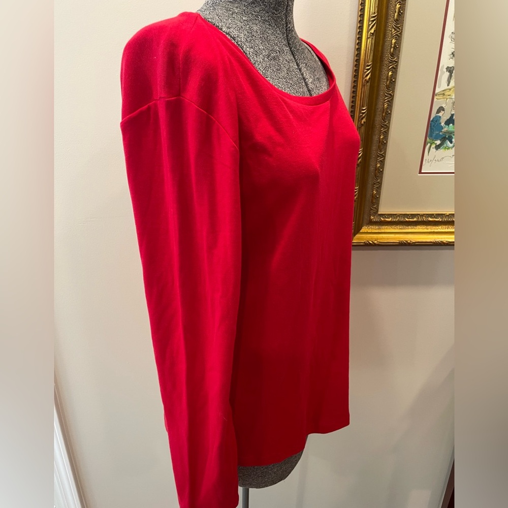 🆕Crown & Ivy NWT perfectly Pima all cotton long sleeve red ladies tshirt 1X soft - Picture 6 of 13